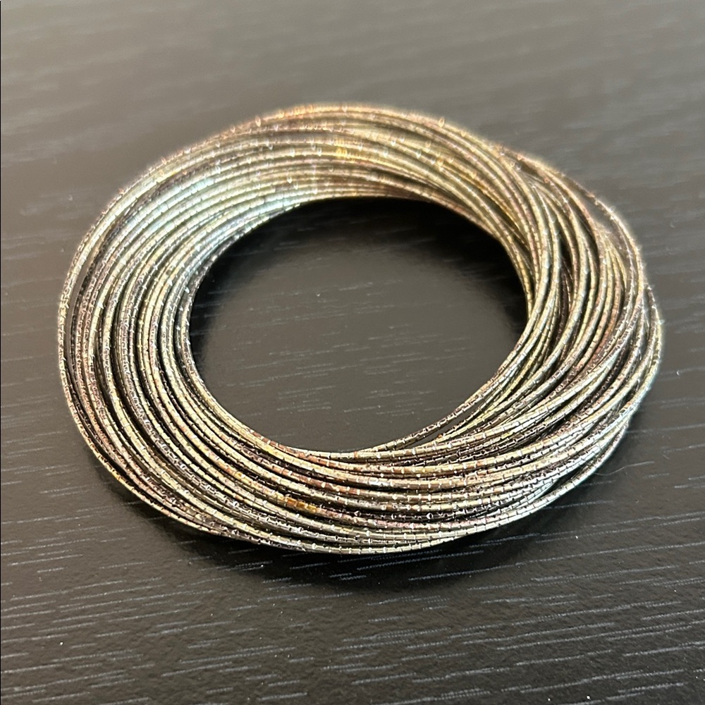 Stacked Multi-Strand Bangle Bracelet - Gold Finish